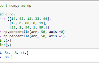 Simple explanation of numpy.percentile() using axis parameter.