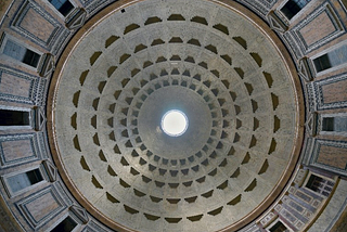 The dome of the Pantheon was constructed using cement-free concrete and it withstands the forces of nature since ancient times (source: “Architas, CC BY-SA 4.0, https://commons.wikimedia.org/w/index.php?curid=70188093")