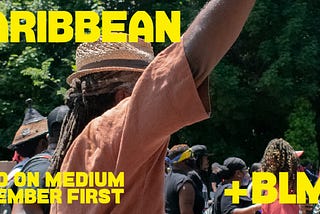 Caribbean man in BLM, Black Lives Matter march, in Brooklyn New York City