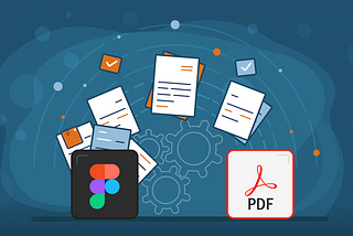 Graphic depicting a Figma file converting to PDF