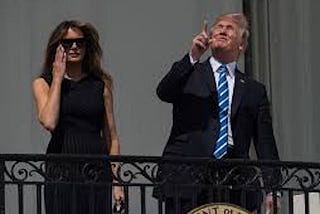 The commander in thief wisely looks at a solar eclipse without eye protection. He never had the vision thing before. Why should now be any different?