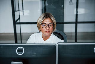 A woman trading stocks.