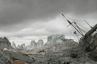 Post apocalyptic wasteland and city of ruins.