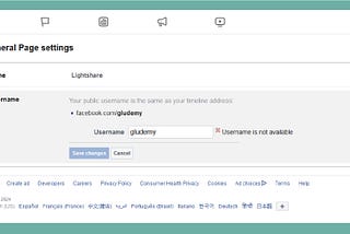 How to change the username for a Facebook page