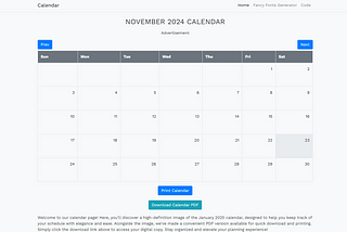 November 2024 Printable Calendar