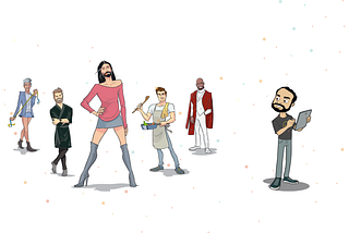 Um desenho representando o time da Série Queer Eye, da Netflix.