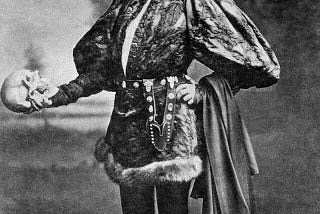 Sarah Bernhardt performing Hamlet in the titular role, London, June 1899