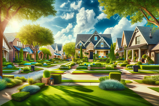 A beautiful Dallas suburban neighborhood on a sunny day.