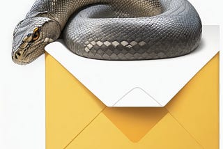 Python snake wrapped around an email