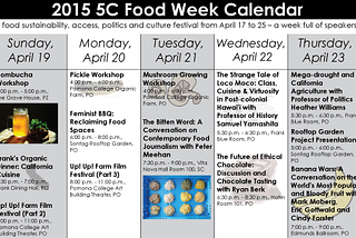 2015 5C Food Week Calendar