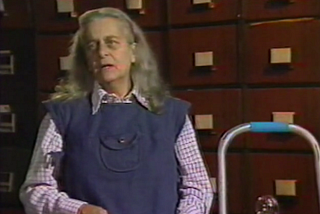 Screengrab of Judith Merril introducing Doctor Who on TVOntario, in the 1970s.