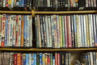 A bookcase full of DVDs