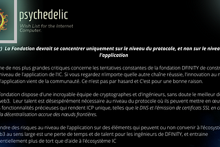 La liste de souhaits de Psychedelic pour ICP