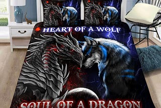 Dragon heart of a wolf soul of a dragon bedding set