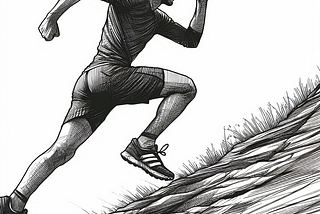 A man sprinting up a hill.
