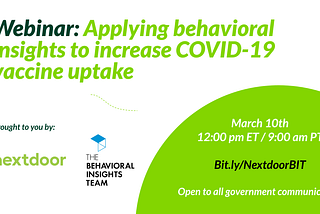 Webinar: Applying behavioral insights to increase COVID-19 vaccine uptake