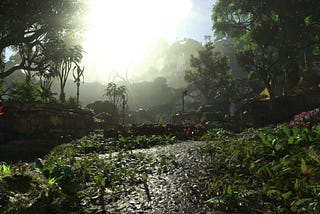 A stretch of jungle near the player’s base in Avatar: Frontiers of Pandora.