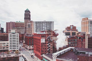 Photo of Detroit buildings.