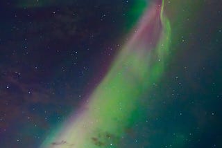 Aurora Borealis photo green and purple swirls