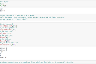 Basic overview of some datatypes