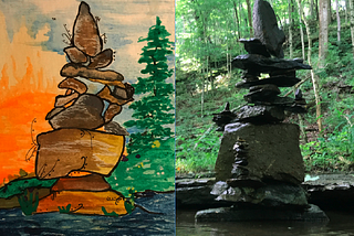 Watercolor Variation on a Rock Totem Found on The Domain, Sewanee: The University of the South…