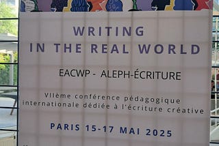 Image shows conference poster for ‘Writing in the real world’