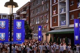 Fans gather outside the Hillsborough Stadium before Sheffield Wednesday’s season-opening match.