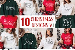 10 Christmas shirt SVG Bundle, Christmas mug svg, Freezing season svg, Christmas Cricut files, Farmhouse Christmas SVG, Winter svg png