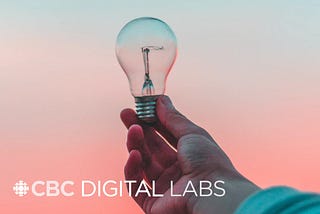 Hand holding a lightbulb with “CBC Digital Labs” title at the bottom of the image.
