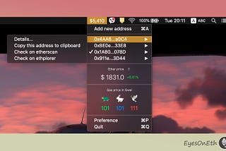 Ethereum monitoring menu app for macOS