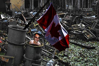 https://pluralistic.net/2024/11/14/radical-extremists/#sex-pest An e-waste dump. In the foreground are two waste-barrels. A limp Canadian flag emerges from the left barrel; the nude head and shoulders of a grinning Tony Clement emerge from the right barrel. Image: JeffJ (modified) https://en.wikipedia.org/wiki/File:Tony_Clement_-_2007-06-30_in_Kearney,_Ontario.JPG CC BY-SA 3.0 https://creativecommons.org/licenses/by-sa/3.0/ — Jorge Franganillo (modified) https://commons.wikimedia.org/wiki/