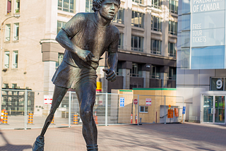 Terry Fox statue in Ottawa in front of Parliament