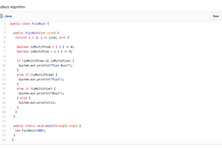 Fizz Buzz Algorithm