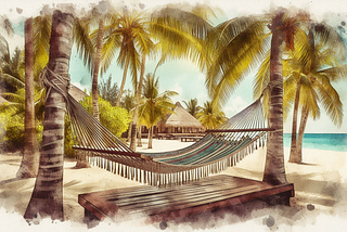 A hammock at a resort.