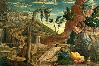 Andrea Mantegna’s painting of Jesus praying in Gethsemane while his disciples sleep