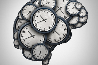 A Brain Image made up of clocks.