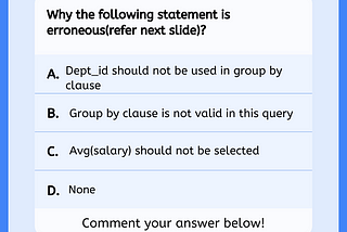 Erroneous statement-Quiz question based on DBMS