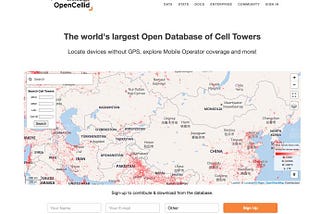 Screenshot of OpenCelliD