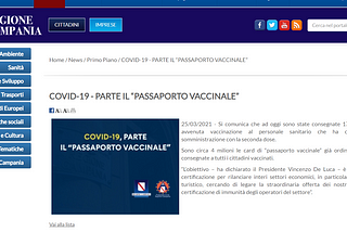 Un passaporto vaccinale made in Naples?