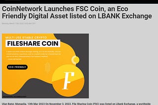 FILESHARE COIN : FSC Press Release > HTV10 — March 14, 2023