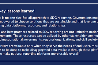 What’s next for SDG reporting? Lessons learned from the SDG National Reporting Initiative