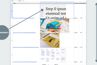 A spreadsheet showing all of the images on a website in a scrollable list