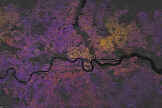 A dot density map of London.