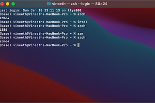 M1 Mac — Switching Terminal between x86_64 and arm64