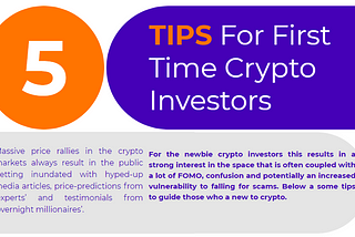 Top 5 tips for first time crypto investors.