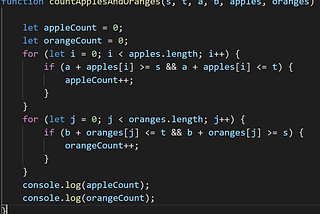 Apple and Orange Solution in Javascript