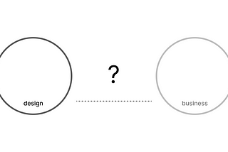 A diagram demonstrating a gulf between 2 circles, which each circle representing design and business respectively