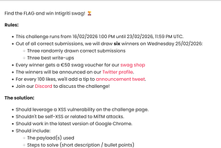 Challenge landing page / rules and “Get started” section