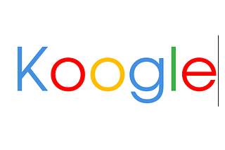 Koogle logo, “K” colored with blue, 2 “o” colored with red and yellow respectively, “g” is blue, “l” is green and “e” is red.