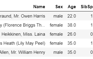 First few rows of Training Data set